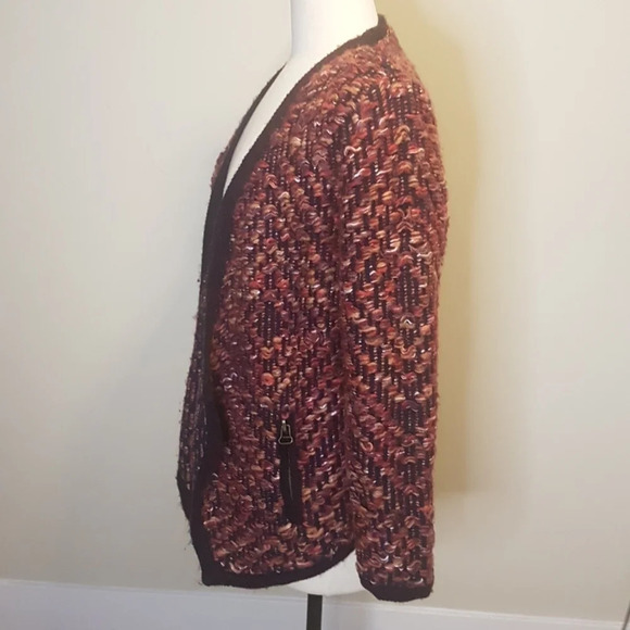 Anthropologie Moth Keavy jacquard waterfall front wool blend cardigan s… - Picture 8 of 12